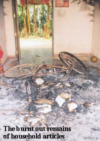 debris of burnt household