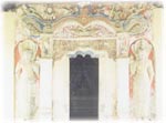 The Makara Thorana carved above the lintel of the stone doorway of Hendeniya Vihara.