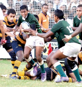 Action at the Isipatana-Royal game on Friday.  - Pic by Ranjith Perera