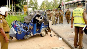 All that remained of the three wheeler that was involved in the Pothuhera accident that killed five