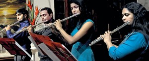 Flute quartet: from left, Thilanka Jayamanne, Ruvindra Angunawala,  Anouk Obeysekera, and Surekha Amerasinghe