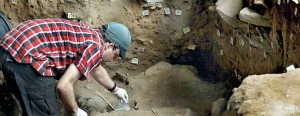 Hard day’s work: The local team  of experts (inset) and the bio-anthropologist from Cambridge uncovering secrets of prehistoric times