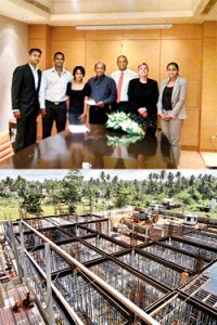 Pix show -after signing the agreement, from left - Kiran Andicot - Vice President Hotel Development India and Subcontinent Marriott International, Inc, Vijitha Wijesuriya - Managing Director East West Properties PLC, Anika Wijesuriya - Director East West Properties PLC, Nahil Wijesuriya  - Chairman East West Properties PLC, Sanjeewa Wickramanayake - Director - Board of Investments of Sri Lanka, Ms. Nancy Kupfer - Vice President and  Senior Counsel - Marriott International, Inc and Ms Sahiba Chait - Counsel-  Marriott International Inc. (Inset) ongoing construction.