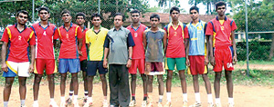 The champions Vijitha Central college team with coach A G Hewage