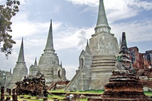 Three restored stupas at Wat Si  Sanphet