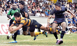 A Royal player crosses the line yet for another try. - Pic by Amila Gamage.