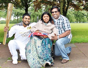 A moment to share: Haresh with his parents