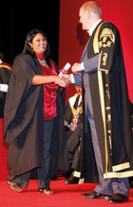 Dilini receving her degree at Northumbria Convocation UK