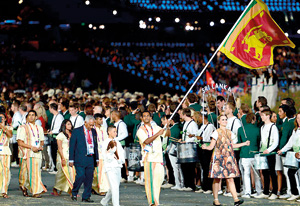 The Sri Lankan contingent during the opening ceremony. Courtesy styleite.com
