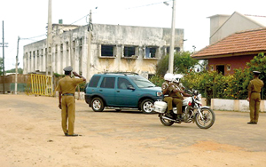 Although  Mannar lawyers are on strike the Mannar  Magistrate arrives to court daily. Pic by S.R. Lambert