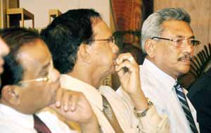 Defence Secretary Gotabaya Rajapaksa  listens to residents. Pic by Amila Gamage