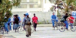 Norochcholai Power Station: Members of the Chinese team here to  attend to repairs  leaving the premises on Friday evening