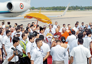 The Kapilawastu relics being moved from the airport amidst tight security