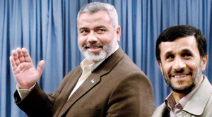 Iranian President Mahmoud Ahmadinejad (right) invited Palestine Prime Minister Ismail Haniyeh (left) to NAM conference (Reuters)