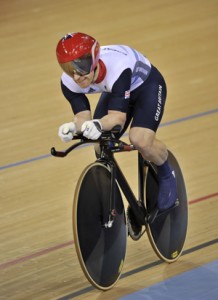 Britain's Jody Cundy competes in the Men's Individual C4 Pursuit qualifying during the London 2012 Paralympic Games at the Olympic Park in east London on September 1, 2012. AFP