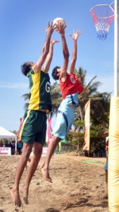 Action in the final game between India and Pakistan where India triumphed.