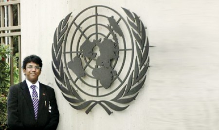 Young rights man has  winning shot at the UN