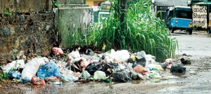 A garbage dump  close to the Maharagama Hospital