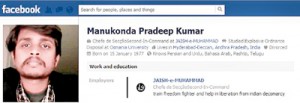'Faked': The Facebook page that Pradeep Manukonda claims has been set up in his name by Mr Zuckerberg alleging that he is a member of al Qaeda