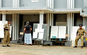 Just one person at this voting centre in Ratnapura. Pic by Indika Handuwala