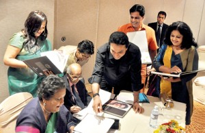 Dr. Lester and Sumithra with Geetha Kumarasingeh, Ravindra Randeniya and Malani Fonseka