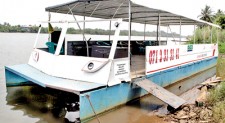 On course on his eco-friendly boat