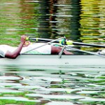 After a tiring race, an AIS oarsman