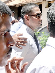 Malaka Silva being brought to courts on Friday. Pic by Amila Gamage