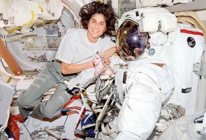 Giant leap: Sunita Williams the second woman astronaut ever to take charge of the International Space Station, credited her crew mates with teaching her how to work and have fun in space