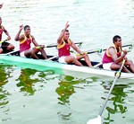 The jubilant Ananda College fours crew who won the Boat Race.