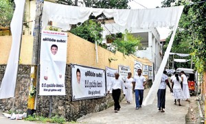 A village in mourning: The scene at Pelawatte. Pix by Indika Handuwala