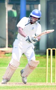 S. Thomas’ top-order batsman Devin Jayasinghe flicks during his brief knock against Thurstan at Mt. Lavinia.