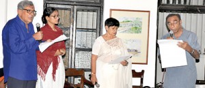 Ernest Macintyre (left) with some of the readers. Pic by Ranjith Perera