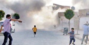 Smoke rises from an explosion after several shells landed inside Akcakal, Turkey (Reuters)