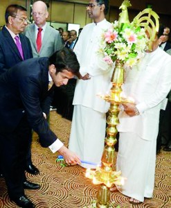 Dr Punarjeeva Karunanayake, Executive Director/ CEO of ANC Education lighting the oil lamp