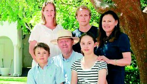 Tony Greig and wife Vivian with their children Tom and Beau and Tony's now-adult children Mark Greig and Sam Kennedy at their home in Vaucluse. Picture: Tim Hunter Source: The Daily Telegraph