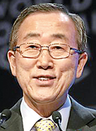 Ban Ki-moon  (China) 2007 – present:  The eighth and current Secretary-General of the United Nations succeeded Kofi Annan in 2007.  Ban has led several major reforms regarding peacekeeping and UN employment practices. Diplomatically, Ban has taken particularly strong views on Darfur, where he helped persuade Sudanese President Omar al-Bashir to allow peacekeeping troops to enter Sudan; and on global warming, pressing the issue repeatedly with former U.S. President George W. Bush.  He was unanimously re-elected for a second term and will serve till 2016.