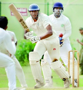 Royal’s Sampath de Silva in action against St. Benedict’s at Reid Avenue. - Pic by Amila Gamage