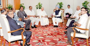 TNA leaders holding talks with Indian Prime Minister Manmohan Singh on October 11.