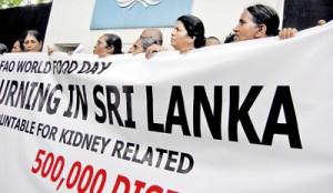 Protest outside the FAO office in Bauddhaloka Mawatha. Pix by Athula Devapriya