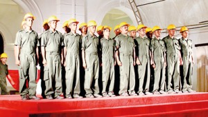 The band of soldiers who worked day and night to  restore the old race course pavilion