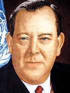 Trygve Lie (Norway), 1946 –1952:  On February 1, 1946. Mr. Lie was elected the first Secretary-General of the United Nations. He would resign in 1952, largely due to the Soviet Union’s resentment of his support of UN military intervention in the Korean War.