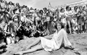 A file picture taken on May 13, 1977 shows Dutch actress, model and singer Sylvia Kristel, posing as a “starlet” on the Carlton Hotel beach in front of press photographers and fans, during Cannes Film Festival (AFP)