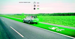 Electric priority lane: Special lanes which will allow drivers of electric cars to recharge their vehicles as they travel are among the more ambitious ideas