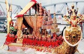 Thai royal barge procession at close of Buddhist Katina