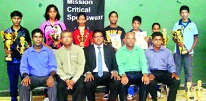 Seated (from left): D M G S Kumara (TT Coach - North Western Province), Dr. Thisara Perera (President - North Western Province TT Association), Isuru Jayawardane (Chief Guest), Chandana Perera (Chief Coordinating Officer - TTASL), Thushara Sampath (Tournament Secretary - TTASL) Back Row: Muthumalee Priyadharshani (U-15 Girls Singles Champion & U-18 Girls Singles Runner-up), Erandi Warusavithana (U-18 Girls Singles Champion), Hansani Piyumila (U-12 Girls Singles Champion), Lithmina Mahanama (U-12 Boys Singles Champion), Dewmith Weerasena (U-10 Boys Singles Champion), Dilmi Colombage (U-10 Girls Singles Champion), Udaya Ranasinghe (U-18 and U-15 Boys Singles Champion)