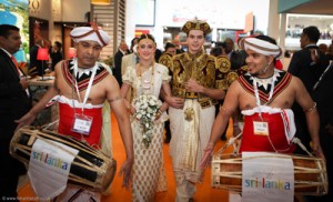 Marriage in progress: Enacting the Sri Lankan traditional marriage ceremony at the World  Travel Mart in London.