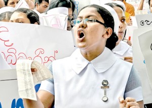 ‘Ministering angels’ on the war path in Colombo. Pix by Susantha Liyanawatte