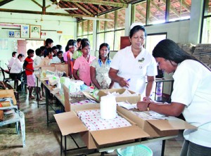 Pic shows SriLankan Airlines medical team in action at the Saiva Home.