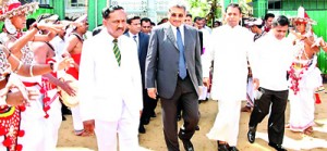 The Secretary Defense and Urban Development Gotabaya Rajapaksa was ceremonially welcomed by the Principal Mr. D.P.L.S. Gunasekara